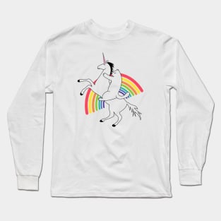 unicorn and cat funny imagination Long Sleeve T-Shirt